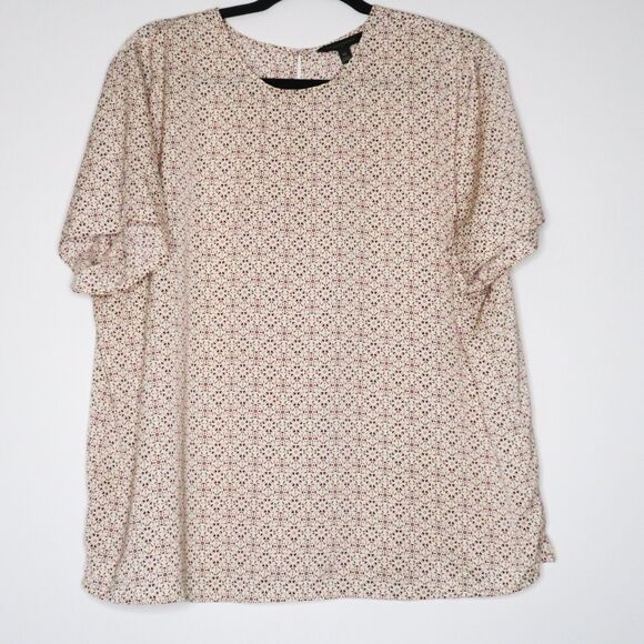 Banana Republic Womens Blouse Size XL Cream Geometric Office Career Classic Top - Picture 1 of 9